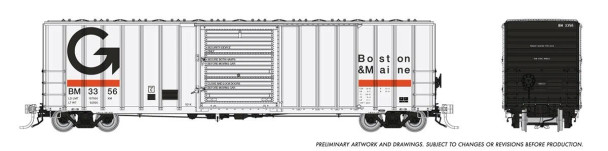 Rapido 198003A-329- PC&F 5241cuft "Berlin Mills" Boxcar Boston & Maine (BM) 3297 - HO Scale