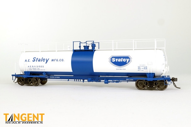 Tangent Scale Models 31010-03 - “A.E. Staley Mfg. Co. Delivery 1963” NACC 1963-Design 20,500gal Non-Insulated Tank Staley (AESX) 21504 - HO Scale