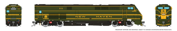 PRE-ORDER: Rapido 85519 - GE P32AC-DM (DCC and Sound) Metro North Commuter Railroad (MNCR) New Haven Green & Gold #222 - HO Scale