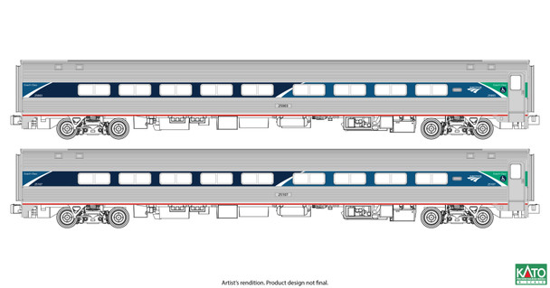 PRE-ORDER: Kato 106-6295 - Amfleet II Coach 2 Car Set Phase VII Amtrak (AMTK) Coach #25003 / Coach #25107 - N Scale