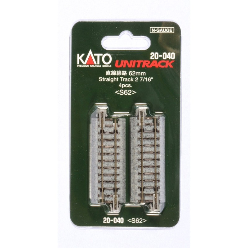 KATO 20-040 Set 4 Binari Diritti Con Massicciata Scala N 1:160 - Lunghezza 62mm