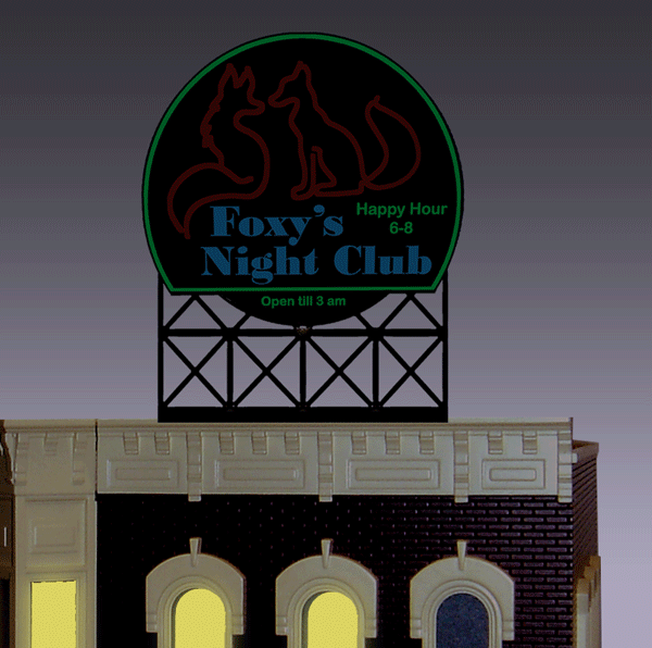 Miller Engineering 442252 Animated Foxy's Night Club Billboard HO