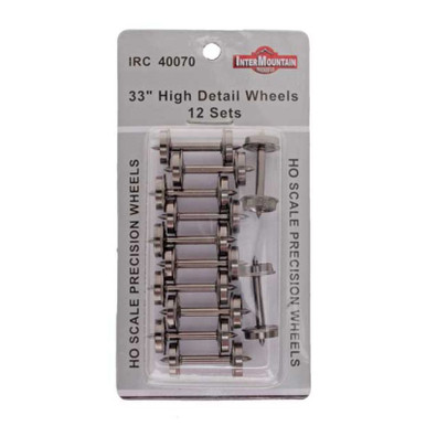InterMountain 40052 - 33" Semi-Scale Wheels (.088" Tread Width) 12 Axles Per Pack - HO Scale