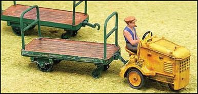 GHQ 61012 - Clarkat Baggage Tug & Trailers - HO Scale Kit - Midwest ...