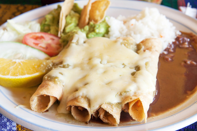 Slavo's Avocado Enchiladas with Cilantro Lime Cream Sauce