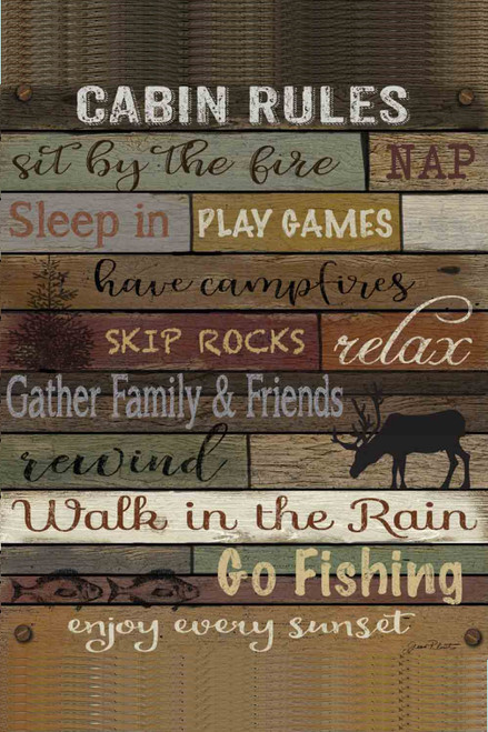 Cabin Rules On Wood