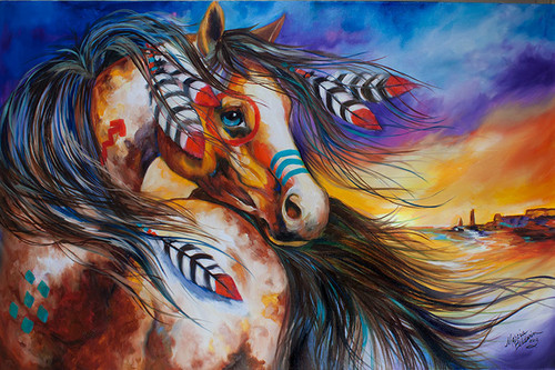 5 Feathers Indian War Horse