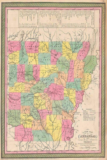 Vintage Map of Arkansas 1833