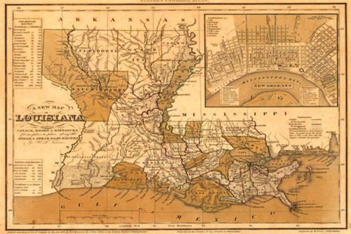 Vintage Map of Louisiana 1833