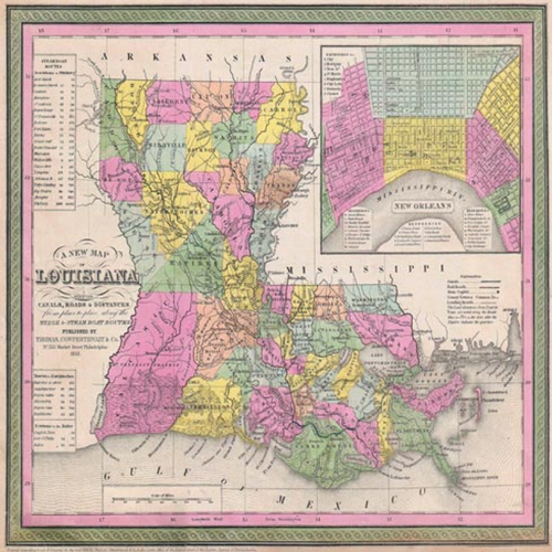 Vintage Map of Louisiana 1853