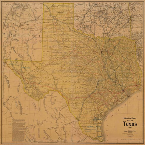 Texas Railroad Map 1908
