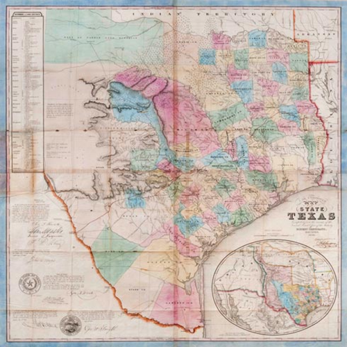 Vintage Map of Texas 1849 I