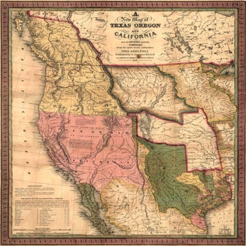 Vintage Map of Texas, Oregon & California