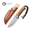 CIVIVI Cloud Peak Knife: 4.6", Drop Point, Plain Edge, Satin Blade, Guibourtia Wood Handle, Nickel Slvr Guard, Model C23044-3