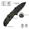 CIVIVI Natterjack Knife: 3.49", 14C28N, Clip Point, Plain Edge, Black Stonewashed Blade, Milled OD Green G10 Handle