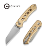 CIVIVI Pragma Prime Knife: 3.49", Wharncliffe, Satin Finished Blade, Champagne Aluminum Handle, Model C24067-3