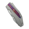 WE Knife Coral Knife: 2.95", Plain Edge, Polished Bead Blasted Blade, Titanium w/ Timascus Handle, Model WE24044-4