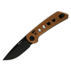 Reate PL-XT Knives: 3", Nitro-V, Drop Point, Plain Edge, Black PVD Blade, Tan G10 Handle, Model REA137