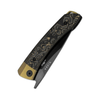 Kizer Knives Mini Momo Knife: 3.2", Plain Edge, Drop-Point, DLC Blade, Titanium & Fat Carbon Camo Gold Handle, Model KI3663A3