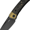Kizer Knives Mini Momo Knife: 3.2", Plain Edge, Drop-Point, DLC Blade, Titanium & Fat Carbon Camo Gold Handle, Model KI3663A3