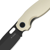 Kizer Knives Seagull Knife: 2.9", Plain Edge, Drop-Point, Black Stonewash Blade, Ivory Aluminum Handle, Model V3770A3