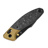 Kizer Knives Staffi Knife: 3.3", Plain Edge, Harpoon, Matte DLC Blade, Gold Titanium & Carbon Fiber Handle, Model KI3695A1
