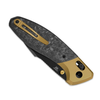 Kizer Knives Staffi Knife: 3.3", Plain Edge, Harpoon, Matte DLC Blade, Gold Titanium & Carbon Fiber Handle, Model KI3695A1