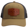 Buck Knives Leather Patch Logo Trucker Hat, Green