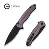 CIVIVI Kitefin, Button Lock Knife: Drop-Point, Black Stonewashed Blade, Purple Aluminum Handle, Model C24091-3