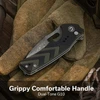 CIVIVI Vexron, Button Lock Knife: 2.98", Damascus, Drop-Point, Plain Edge, Blade; Black & Green G10 Handle, Model C24066-DS1