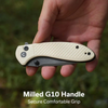 CIVIVI Faeger Flipper & Thumb Stud & Button Lock Knife Milled Ivory G10 Handle, Model C24031-DS1