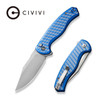 CIVIVI Stormhowl Flipper & Button Lock Knife: Milled Bright Blue Aluminum Handle / 3.3" Satin Finished Nitro-V Blade | C23040B-2