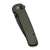 CIVIVI Iron Tide Flipper & Thumb Stud & Button Lock Knife: Forest Green Aluminum Handle, 3.24" Black Stonewashed 14C28N Blade | C25011-2