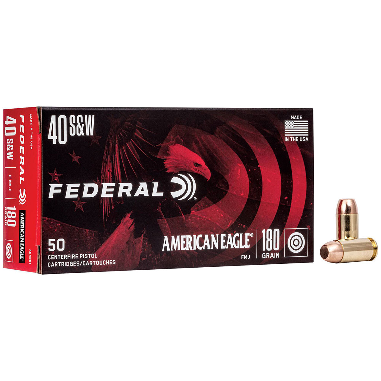 Federal American Eagle Handgun Ammunition: 40 S&W, 180 gr, FMJ