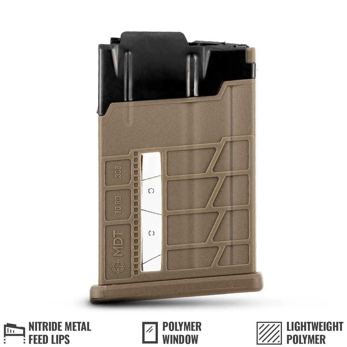 MDT Poly/Metal AICS Magazine: 308 Win / 6.5 CM, 10-Rounds, FDE
