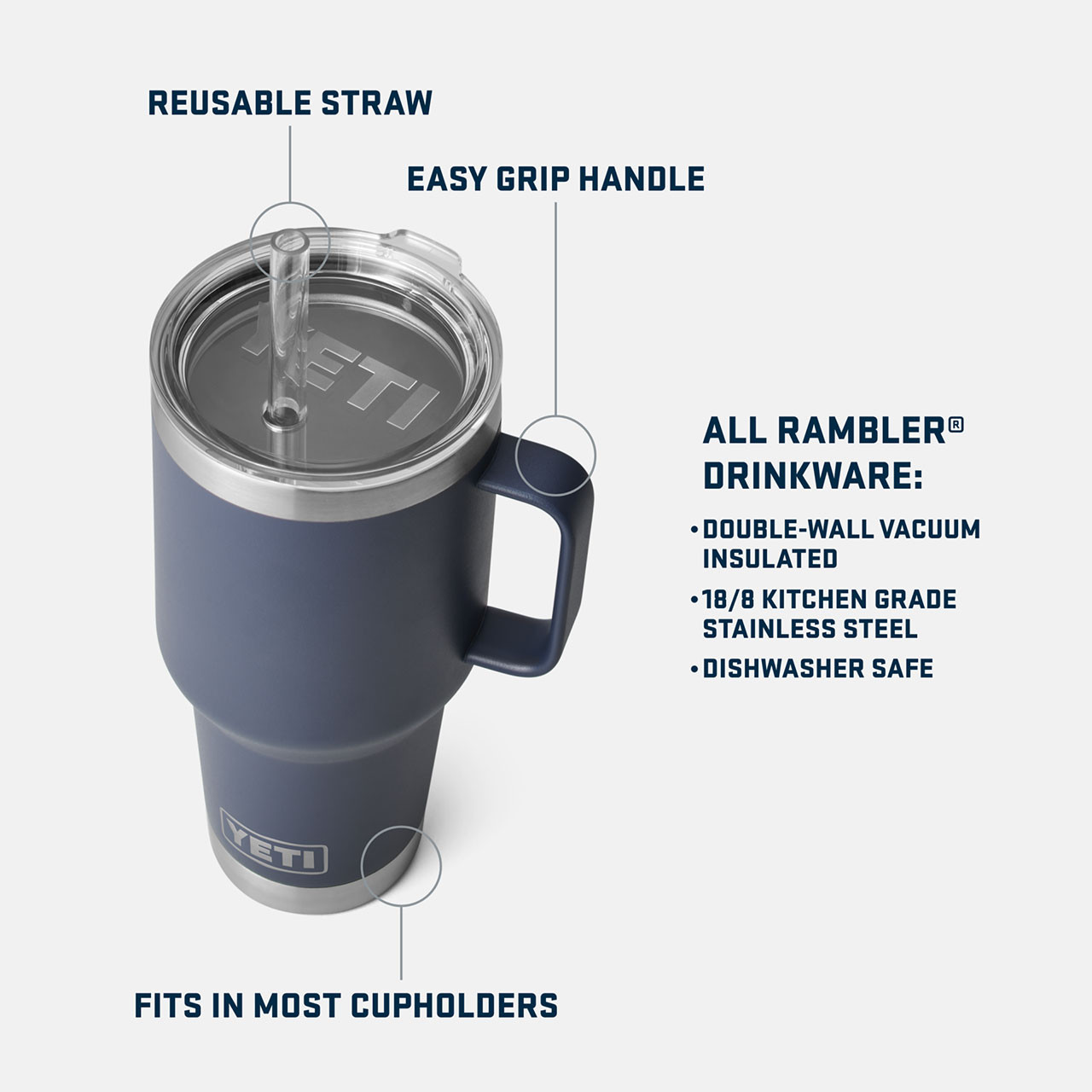 YETI Rambler Straw Mug with Straw Lid, 739 mL / 25 oz: Moon Dust