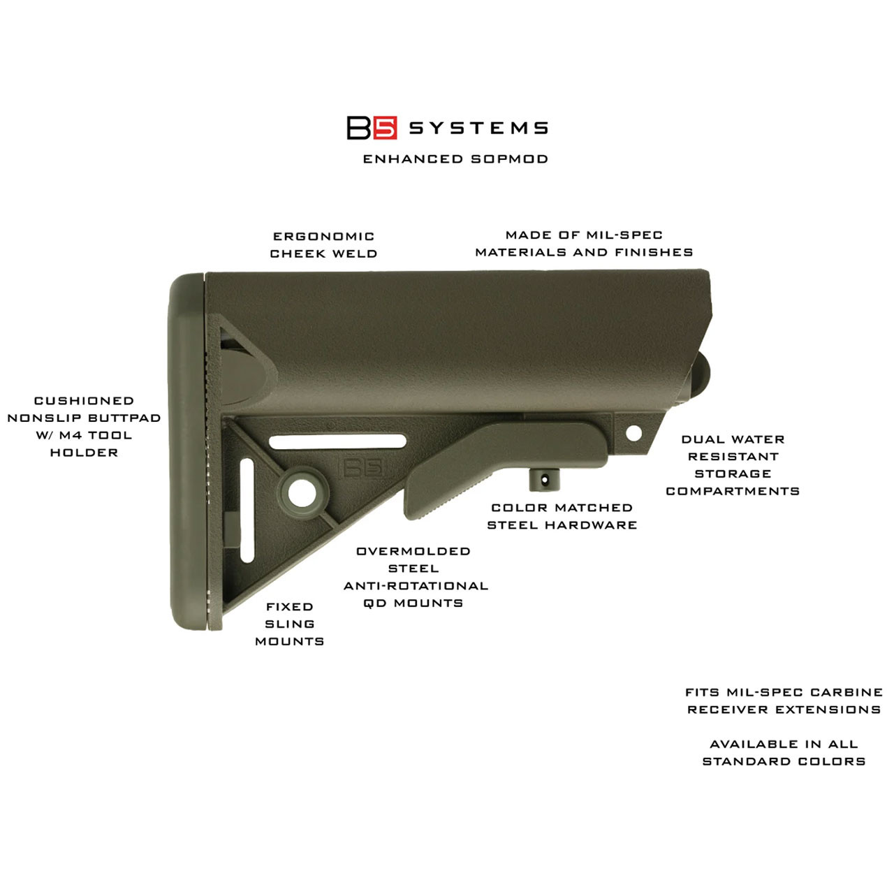 B5 Systems Enhanced SOPMOD Stock, MultiCam Black | SOP-1422