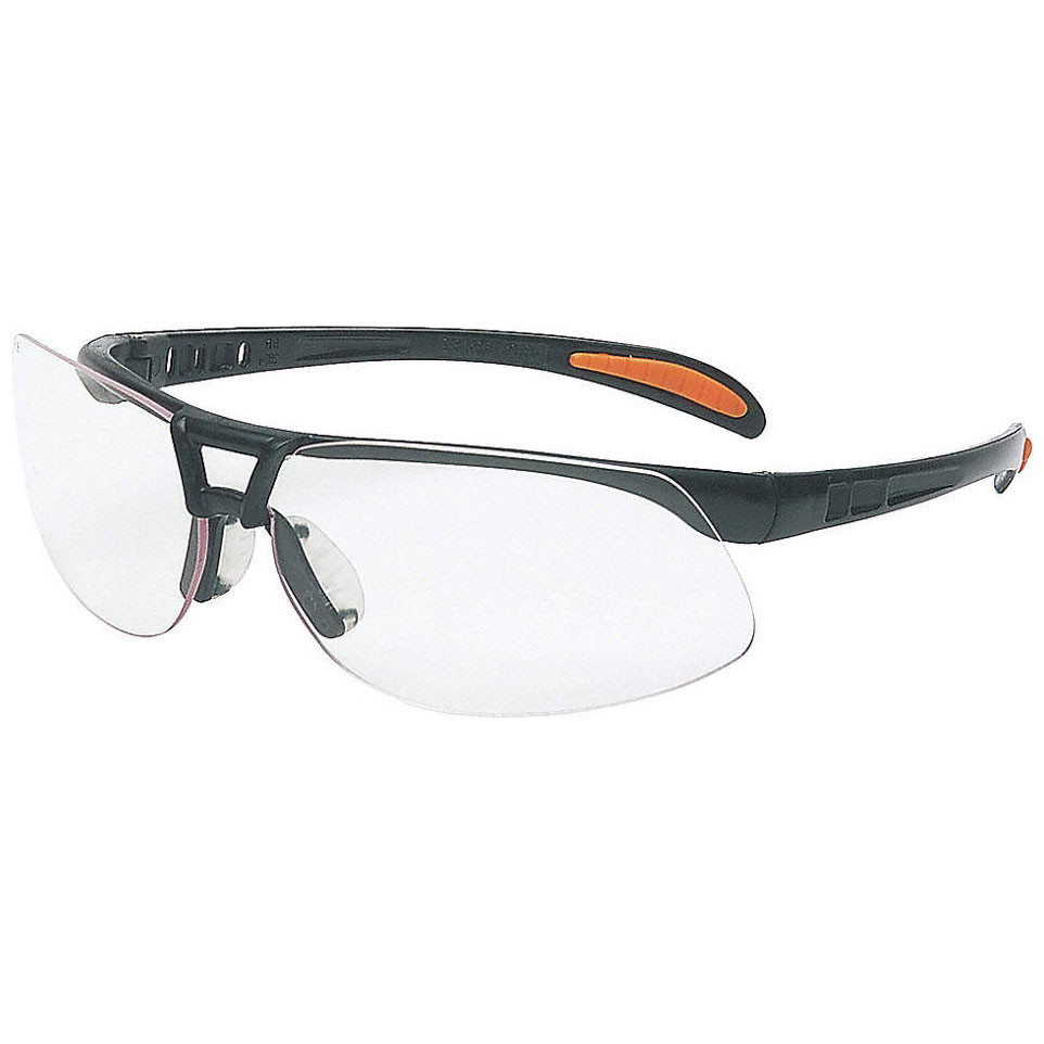 Uvex Protege Clear Lens, Black Frame Safety Glasses