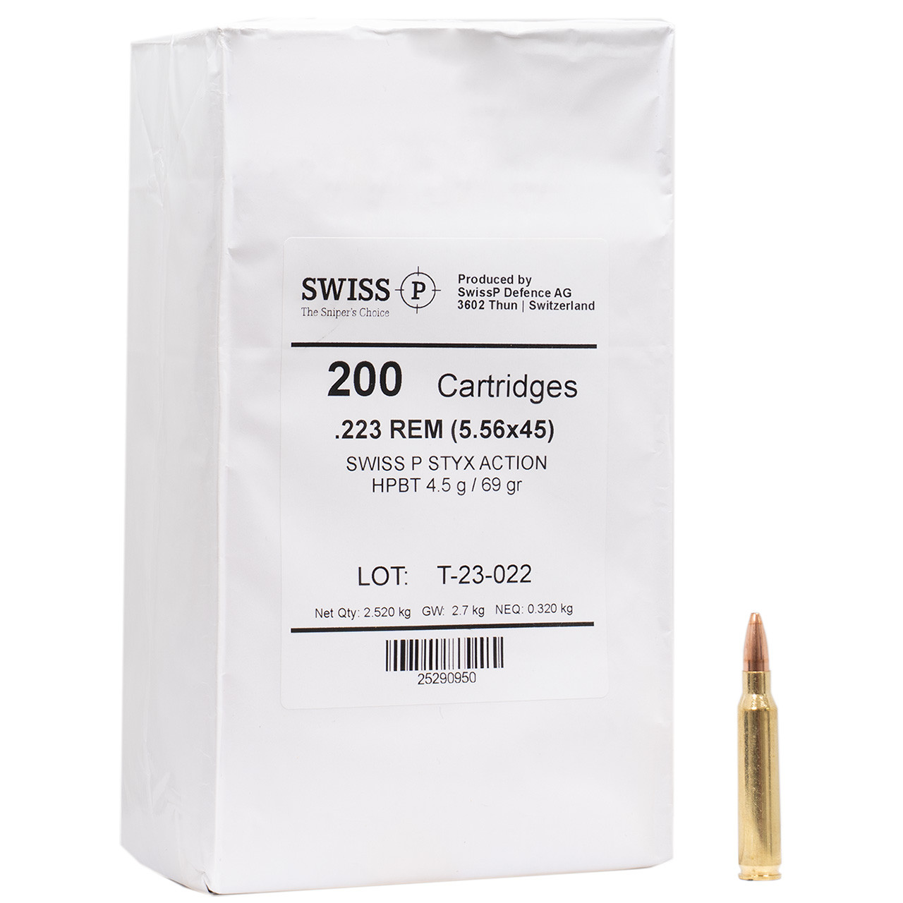 SWISS P Sniper's Choice Styx Action Ammunition: 223 Rem, 69