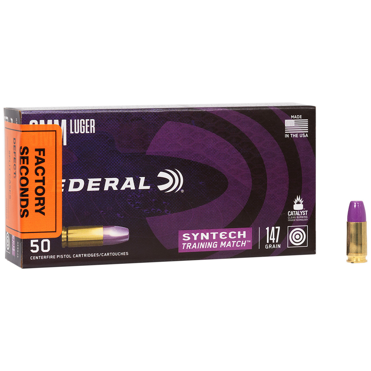 Federal Syntech Training Match Ammunition, Factory Seconds (Split Cases