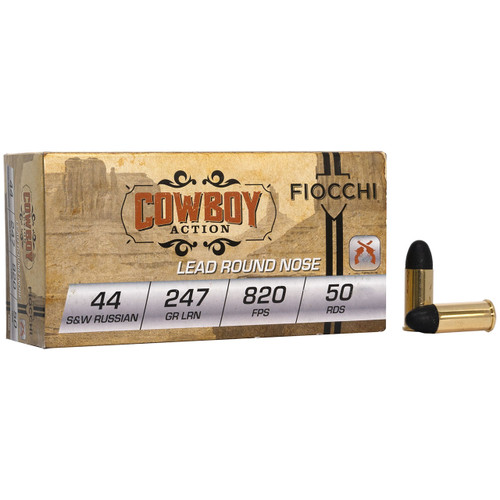 Fiocchi Cowboy Action Ammunition - 44 S&W Russian, 247 gr, LRN, 820 fps, Model 44SWR