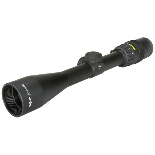 Trijicon AccuPoint 3-9x40 SFP Riflescope - MIL-Dot Crosshair w/ Amber Dot, Tritium / Fiber Optics Illuminated