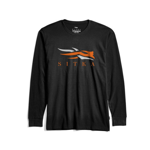 SITKA Gear Icon Long Sleeve Tee, Black/Orange