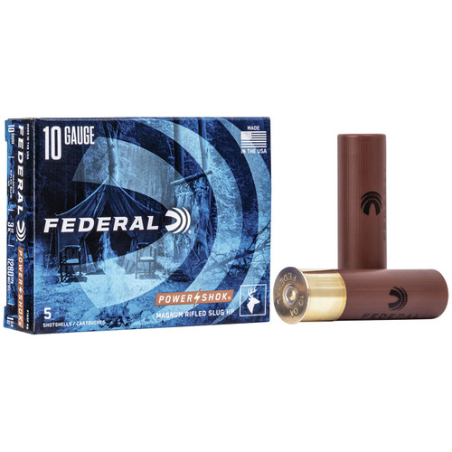 Federal Power-Shok Rifled Slug Ammunition - 10 Gauge, 3-1/2", Rifled Slug HP, 1-3/4 oz, 1280 fps, Model F103F RS