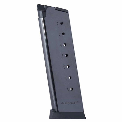 Mec-Gar Magazine for 1911 Full-Size - 45 ACP, 8-Rounds, Blued, Polymer Floorplate