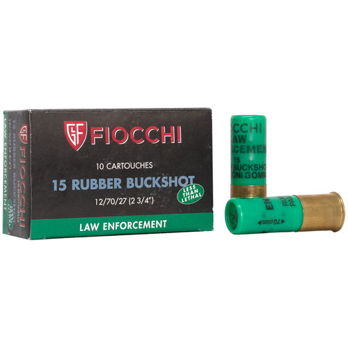 Fiocchi Law Enforcement Ammunition - 12 Gauge, 2-3/4", Rubber Buck, 790 fps, Model 12LERB10