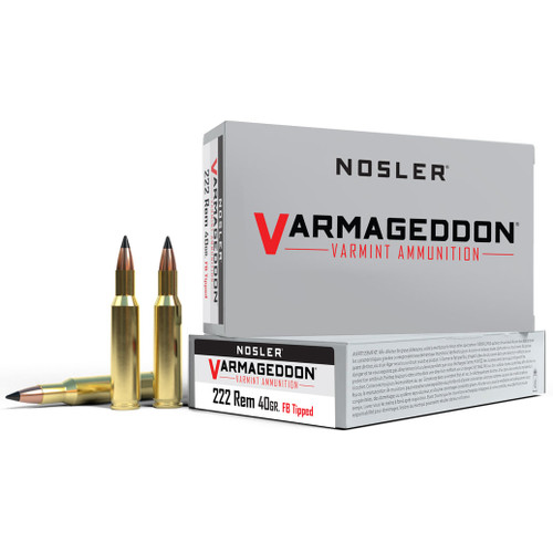 Nosler Varmageddon Ammunition - 222 Rem, 40 gr, FB Tipped, 3400 fps, Model 65135