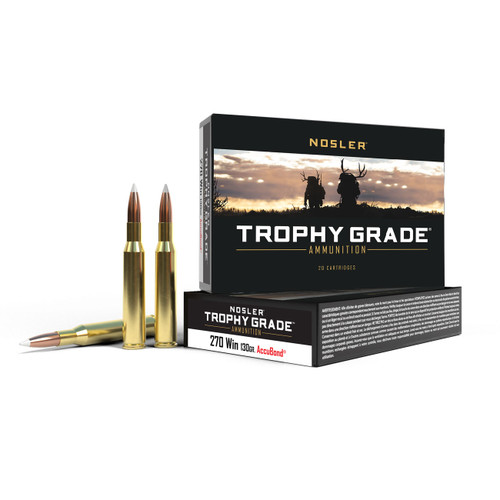 Nosler Trophy Grade Ammunition - 270 Win, 130 gr, AccuBond, 3075 fps, Model 60025