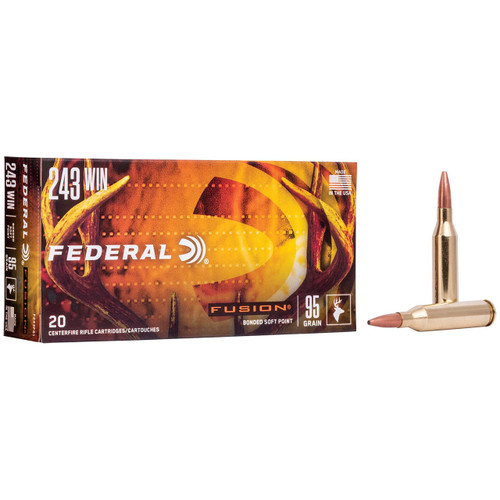 Federal Fusion Rifle Ammunition - 243 Win, 95 gr, FSP, 2980 fps, Model F243FS1