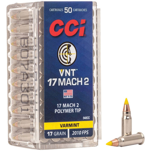 CCI VNT Ammunition - 17 Mach 2, 17 gr, Polymer Tip, 2010 fps, Model 948CC